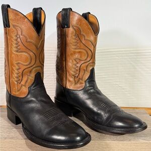 Justin Boots Men’s Brown & Black Leather Cowboy Boots Size 9.5 D 6003 Made In US